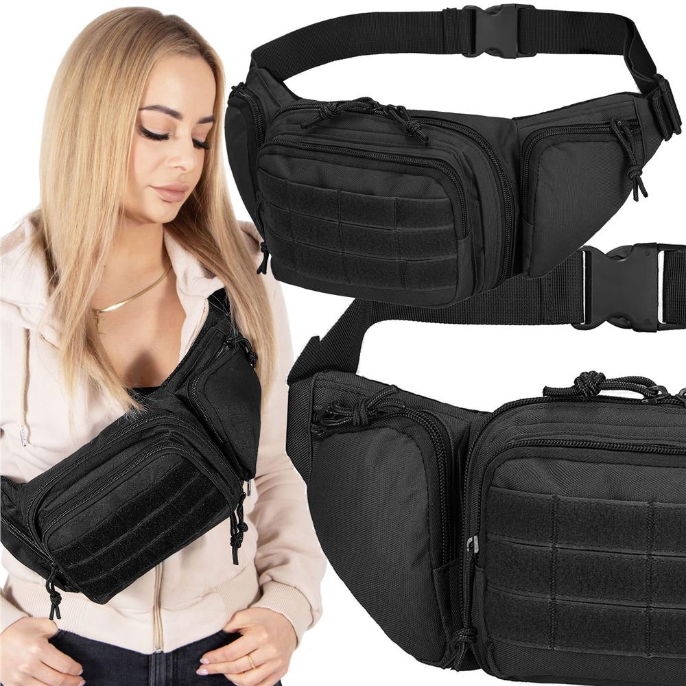 Borseta incapatoare pentru umar sau brau, impermeabila, unisex, 43x15cm, negru