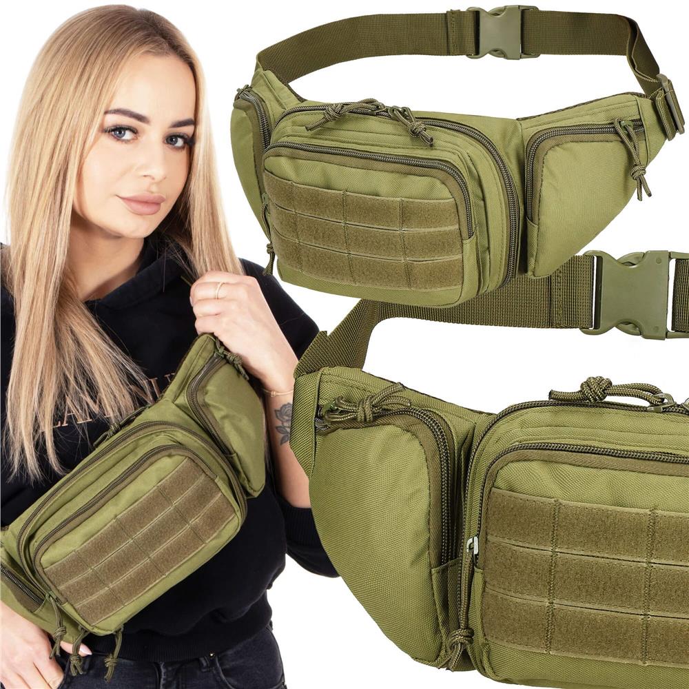 Borseta incapatoare pentru umar sau brau, impermeabila, unisex, 43x15cm, verde