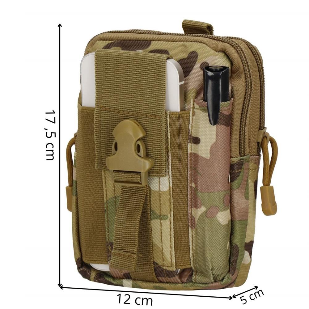 Borseta sport de brau, impermeabila, cu prindere la curea, 18x12x5cm, verde camuflaj