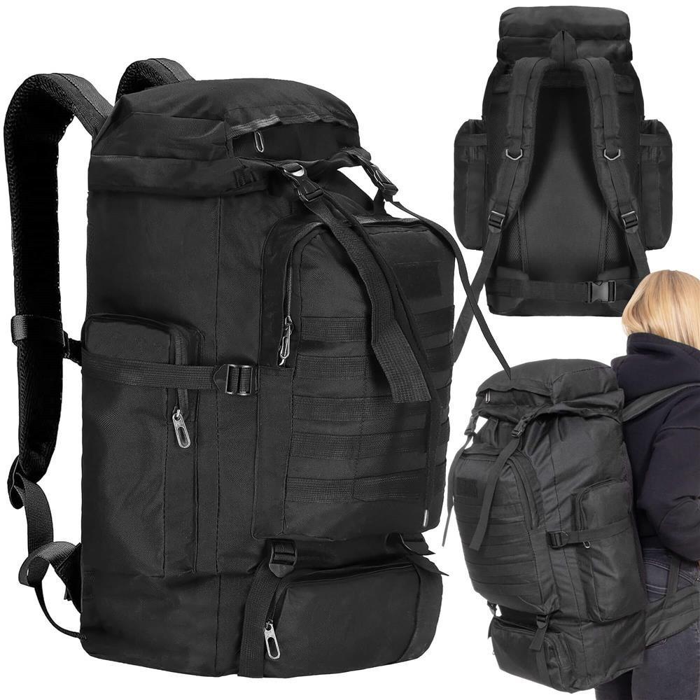 Rucsac drumetie de capacitate mare, 60L, compartimentat, hamuri reglabile, negru