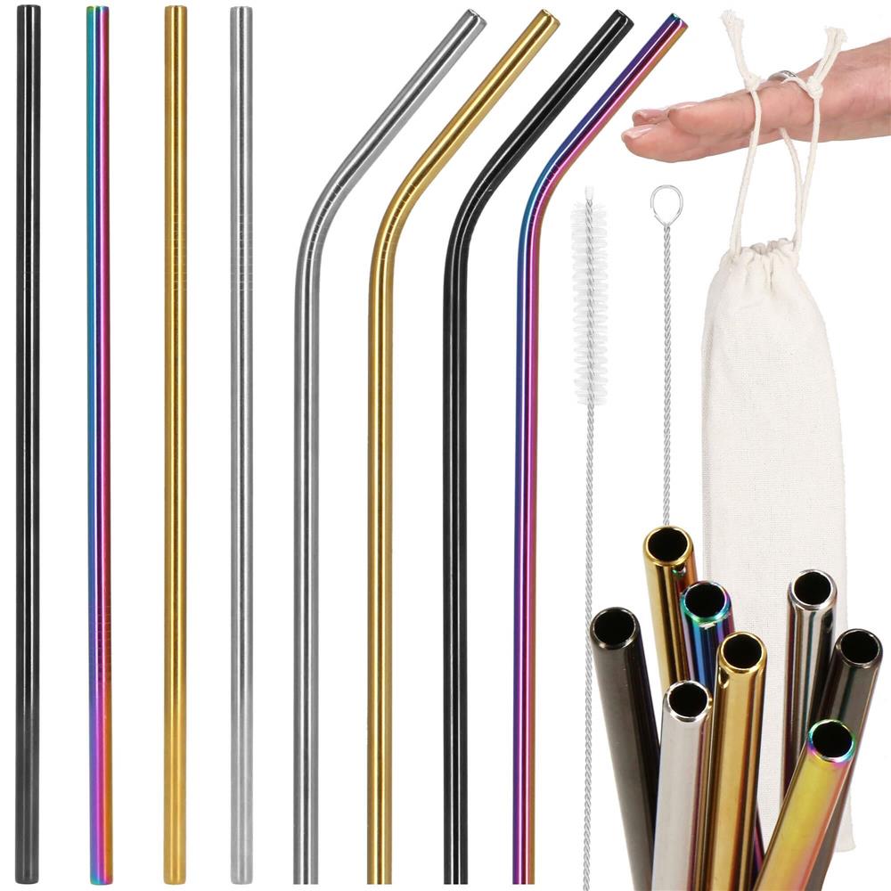 Set 8 paie metalice multicolor, reutilizabile, cu husa depozitare si perii curatat, 215x6 mm