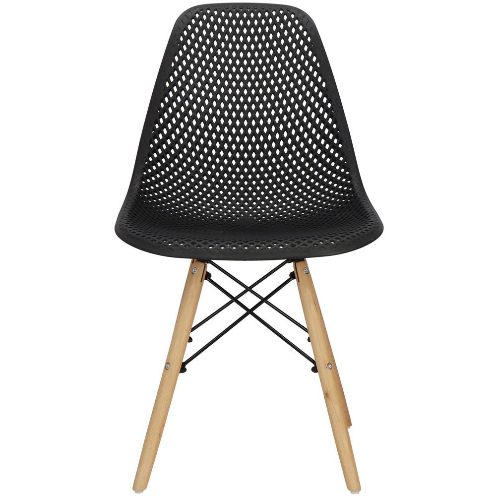 Set 4 scaune dining Milano pentru bucatarie cu textura perforata, 43x83cm, negru