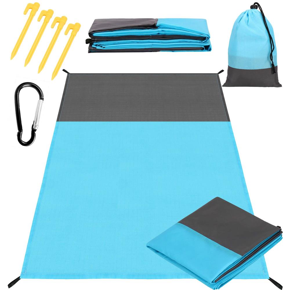 Cearsaf de plaja cu geanta de transport, 200x210cm, albastru gri
