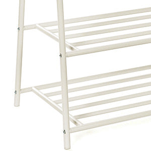 SONGMICS Suport pentru haine, cu raft depozitare pe 2 niveluri, cadru metalic, 88x41x155cm, alb