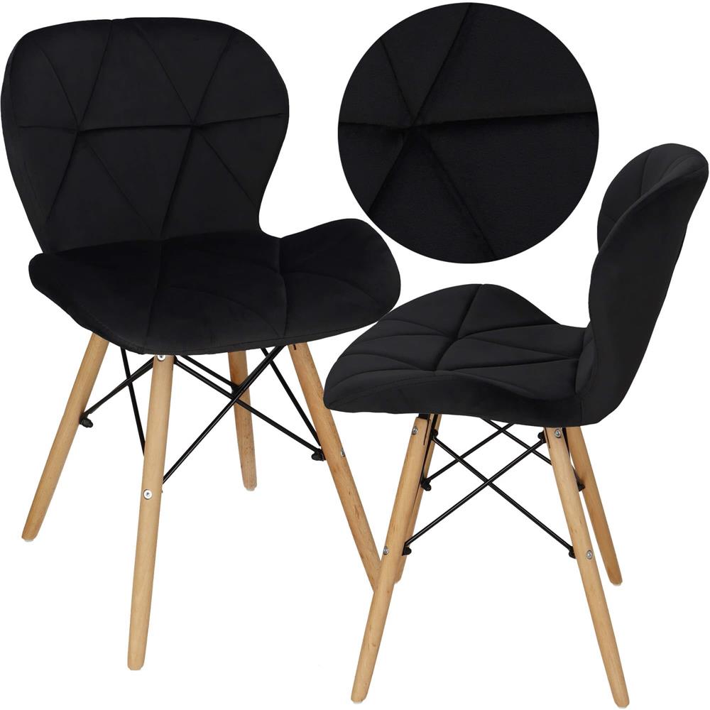 Set 4 scaune dining Torino pentru bucatarie tapitat cu catifea, 40x72cm, negru