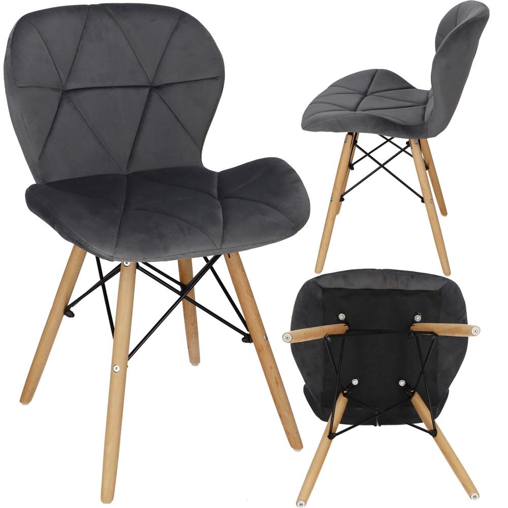 Set 4 scaune dining Torino pentru bucatarie tapitat cu catifea, 40x72cm, gri