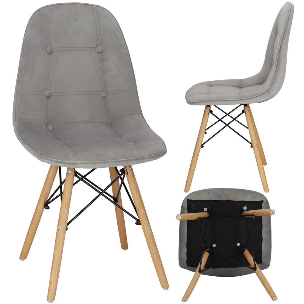 Set 4 scaune dining Milano Soft pentru bucatarie tapitat cu catifea moale, 44x84cm, gri