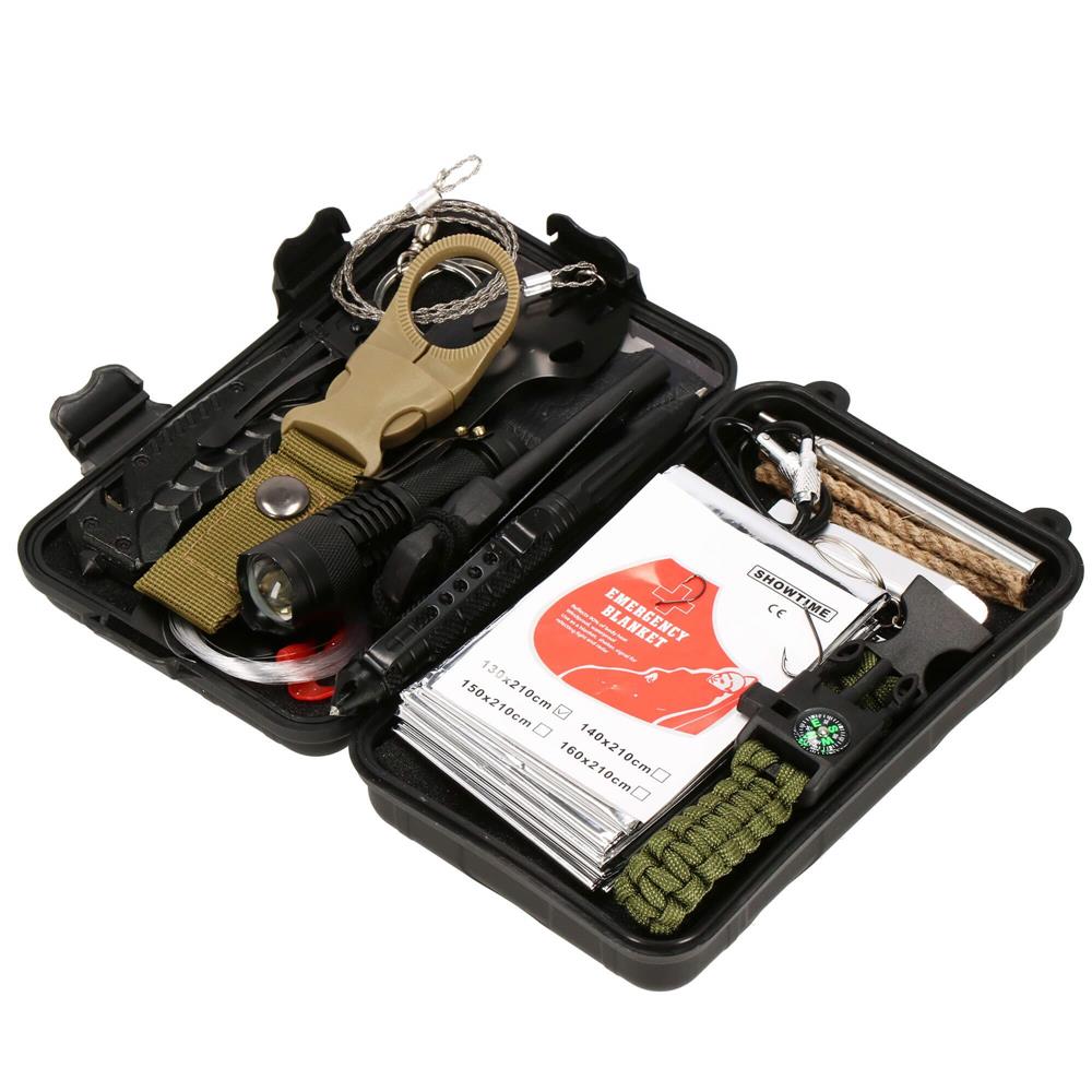 Kit de supravietuire turistic multifunctional camping, vanatoare, pescuit, 21 piese