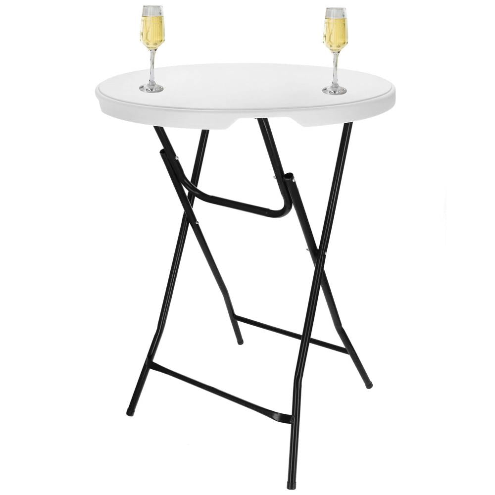 Masa catering profesionala pentru evenimente, inalta, cu picioare metal pliabile, rotunda, d 80 cm, h 110 cm, alb - 3