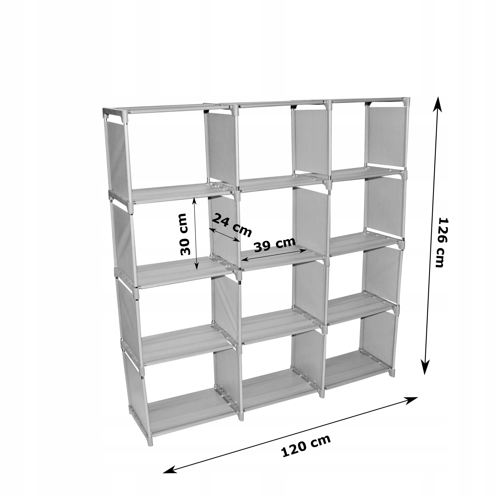 Sistem modular de depozitare Sersimo, 120x126x24 cm, gri
