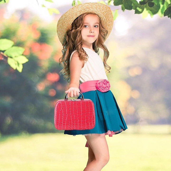Trusa de machiaj pentru fetite, geanta cu 22 de accesorii cosmetice, fara lichide sau substante chimice, roz
