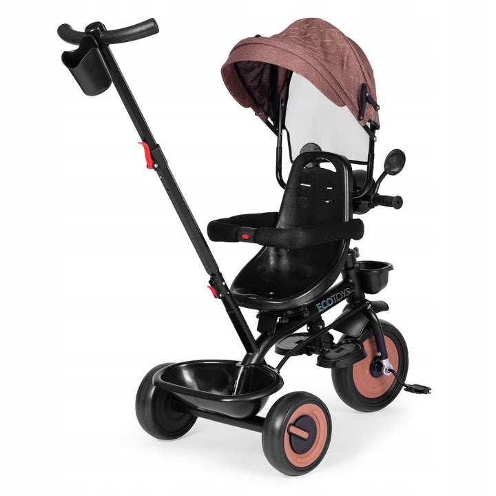 Tricicleta 3 in 1 pentru copii 61x41x25 cm, sezut rotativ, lumina si sunete, cadru otel si roti EVA, negru