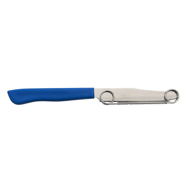 Cutit 2in1, Feliere/Curatare, Grosime Feliere Reglabila, 22 cm, din Otel Inoxidabil, Albastru