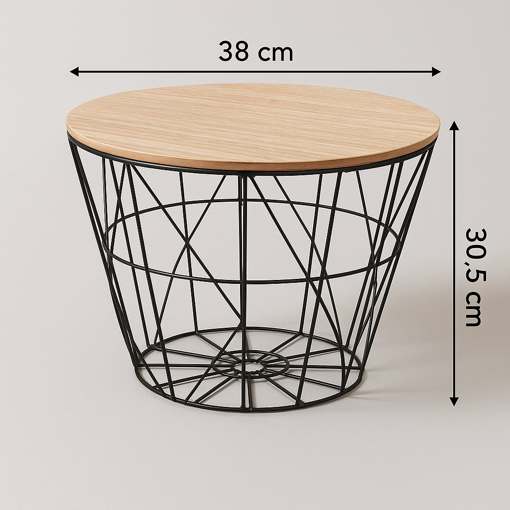 Masuta cafea rotunda Atmosphera Kumi, 38x30 cm, negru