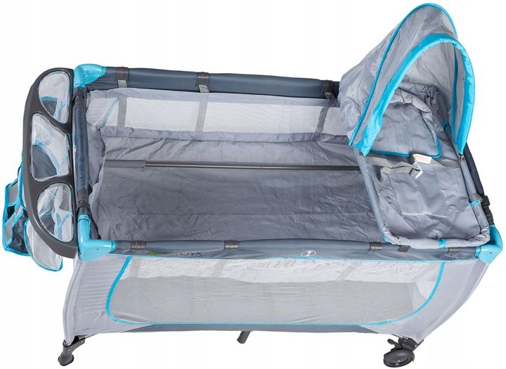 Patut pliabil cu plasa tantari si masuta de infasat, cadru otel, 126x66x77 cm, gri