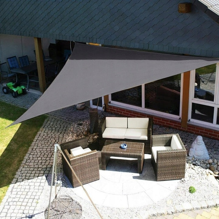Prelata solara triunghiulara 300x300x300 cm, impermeabila, protectie UV, poliester 180g/mp, gri