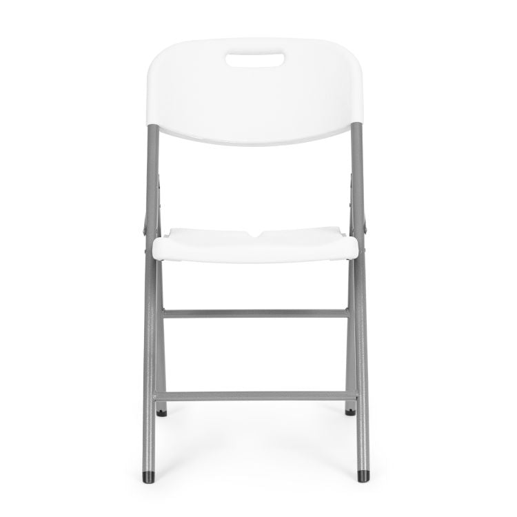 Set 2 scaune pliante 44x58x83 cm, structura metal si sezut HDPE, pliabile si usoare, alb