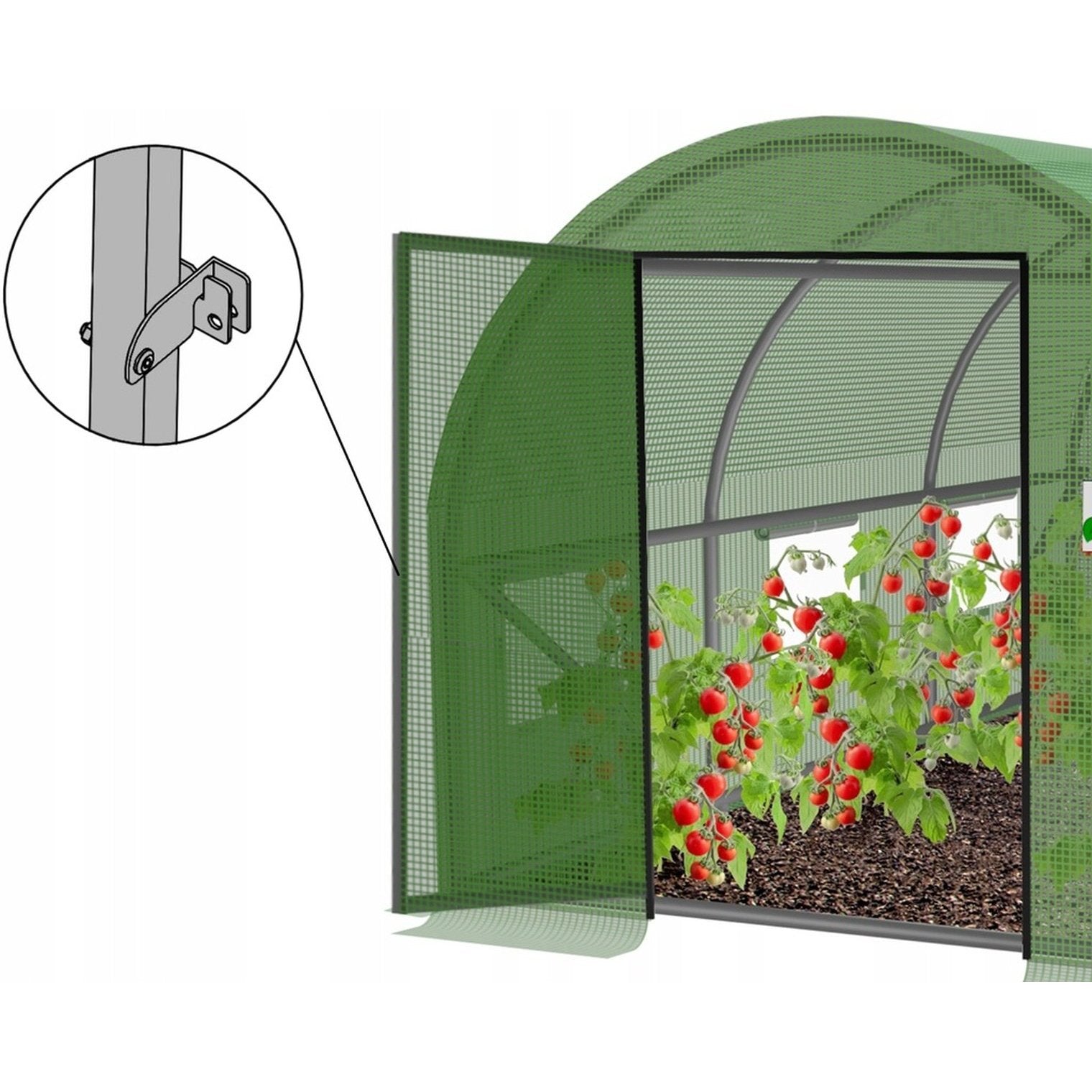Sera de gradina, tip tunel cu cadru metalic, 300x600 cm, verde, 18 mp, usa cu cadru metalic