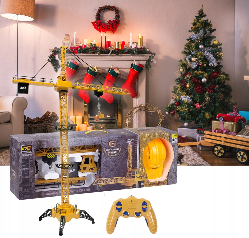 Macara construction RC pentru copii, 128 cm, cu lumini, sunete si accesorii incluse - 4