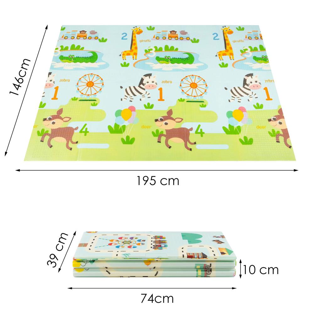 Covor pentru copii, din spuma moale XPE, non-alergic, 146×195 cm, cu animale