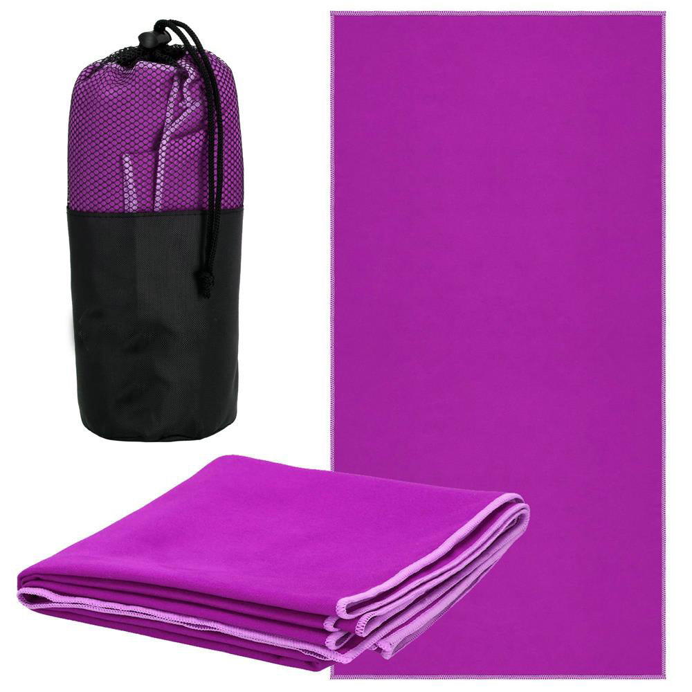 Prosop de plaja cu uscare de rapida, husa de transport, 75x150cm, violet