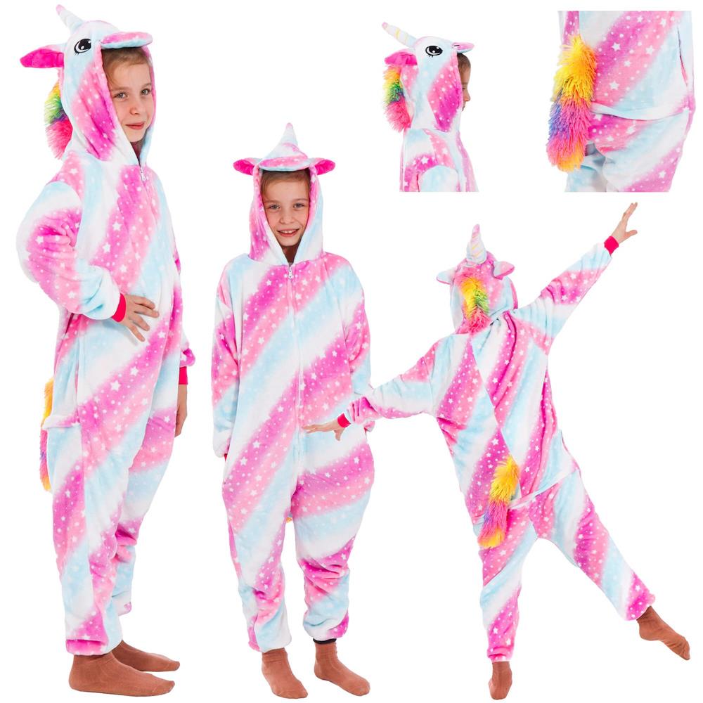Pijama tip salopeta pentru copii, model unicorn, marime 130-140cm