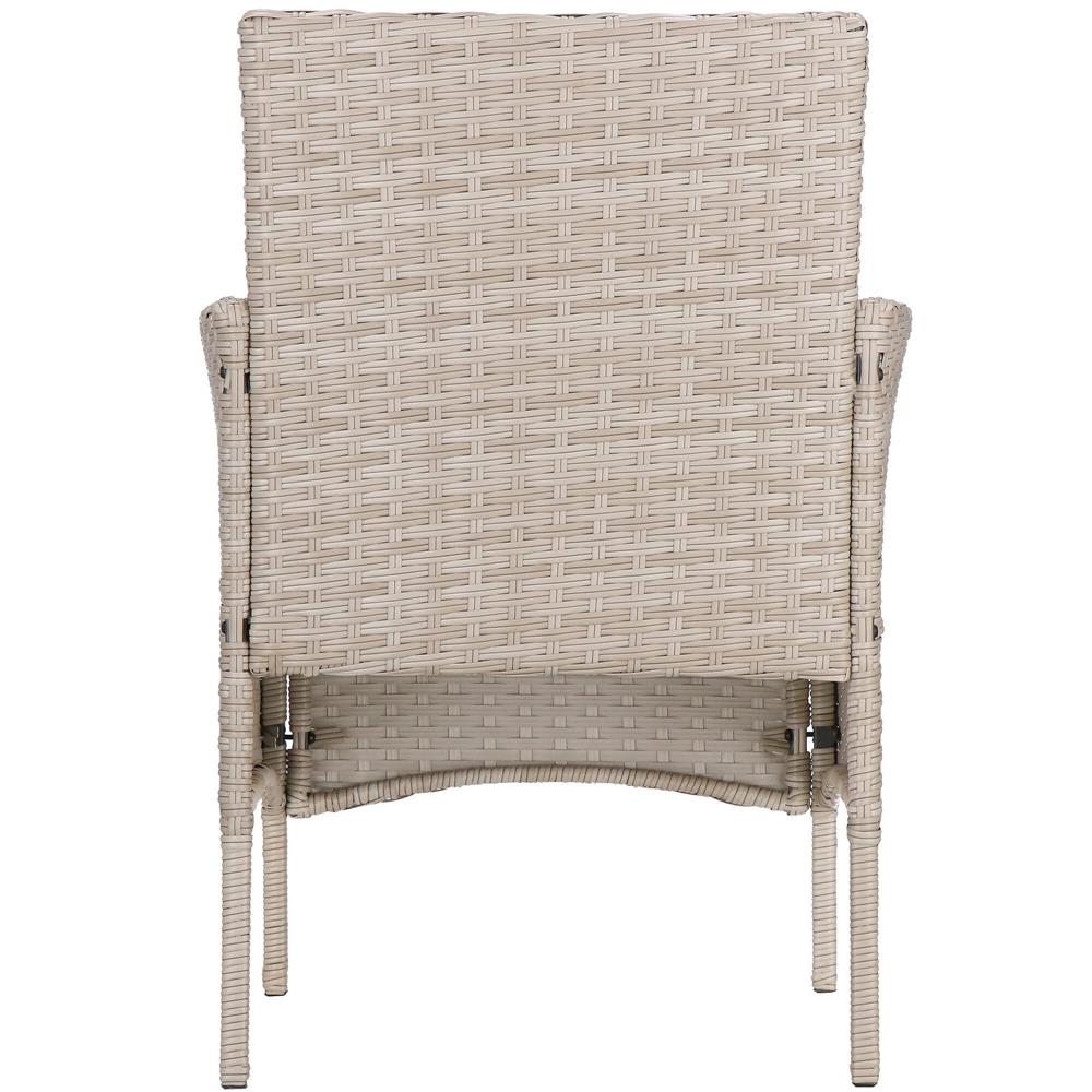 Set mobilier terasa, din tehnorattan, masa cu blat sticla securizata, 2 fotolii cu perne, bej