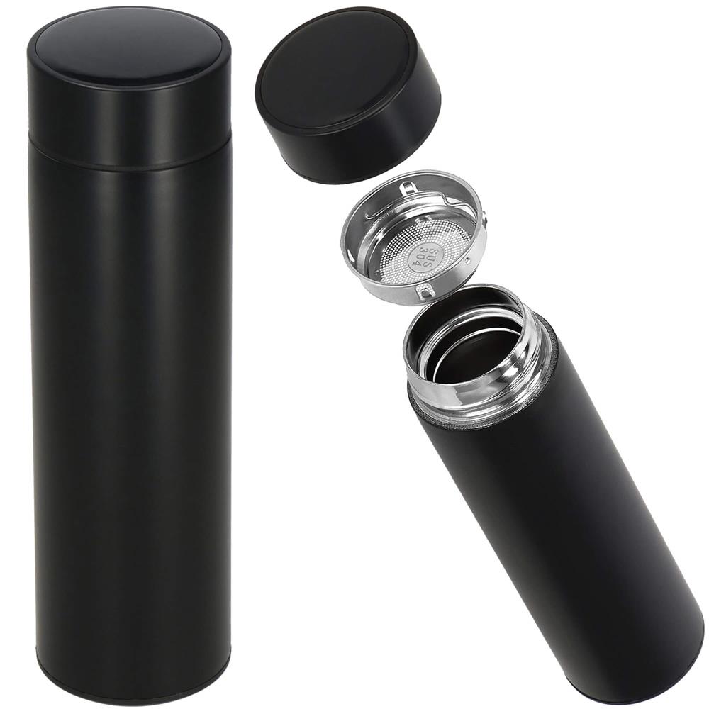Cana termos Smart, inox, display LED, afisare temperatura, 500ml, 23cm, negru