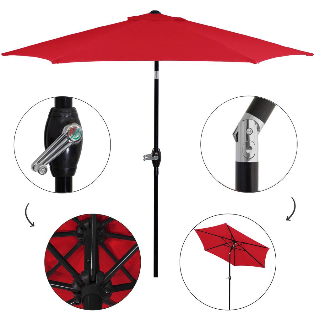 Umbrela terasa gradina, cu manivela si inclinare, diametru 250cm, Rosu