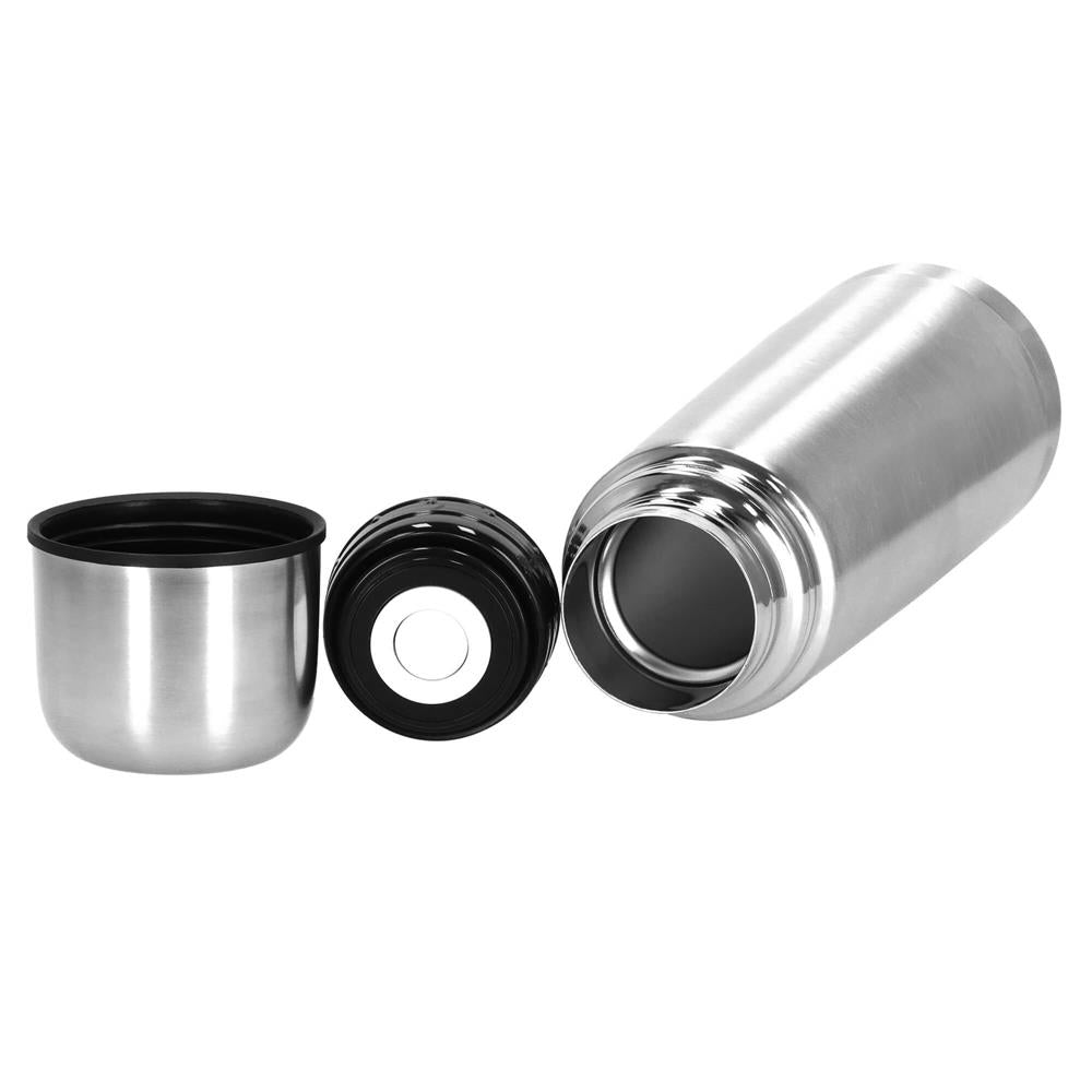 Cana termos cu pahar, perete din inox dublu izolat, 500ml, 24cm, argintiu