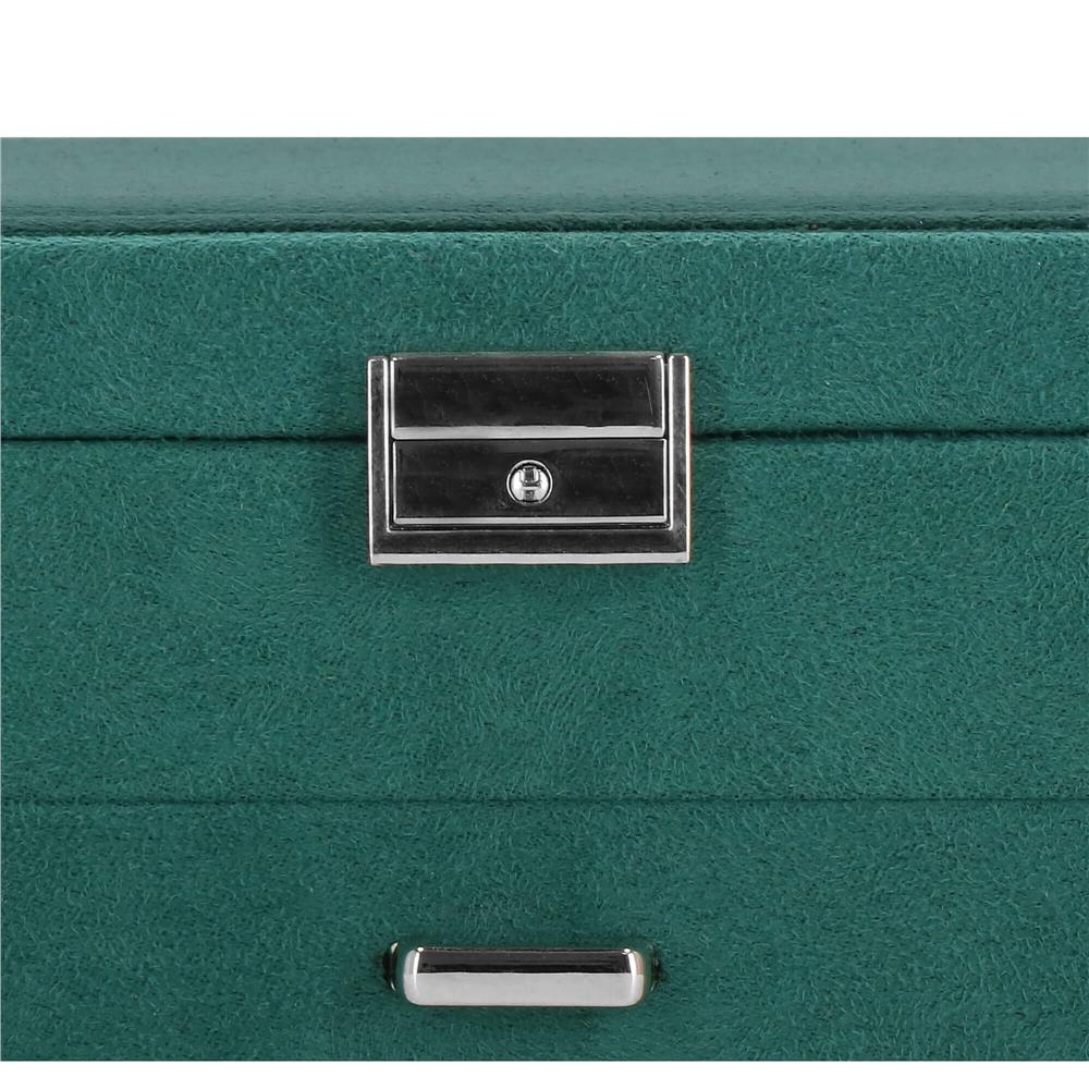 Cutie depozitare si organizare bijuterii, velur, 27 x 19 x 10,5 cm, verde