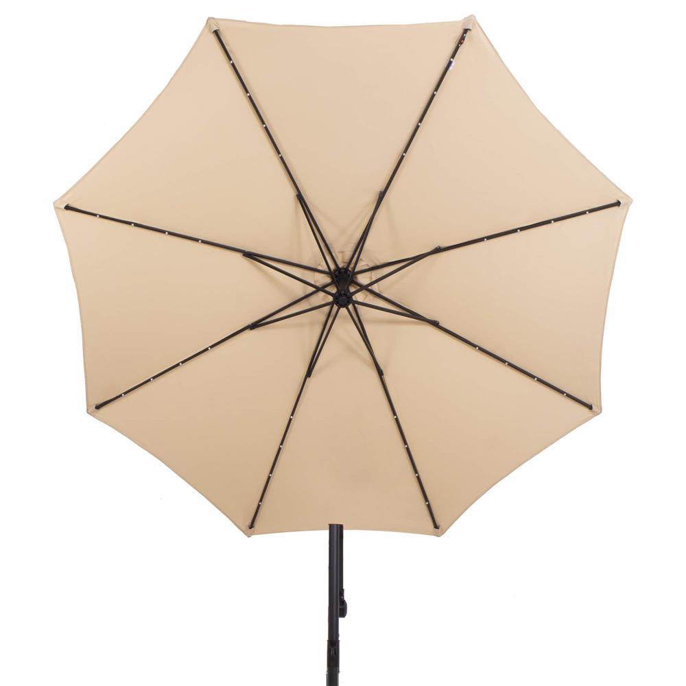 Umbrela de gradina cu brat lateral banana, iluminare LED, cu husa, 300cm, crem