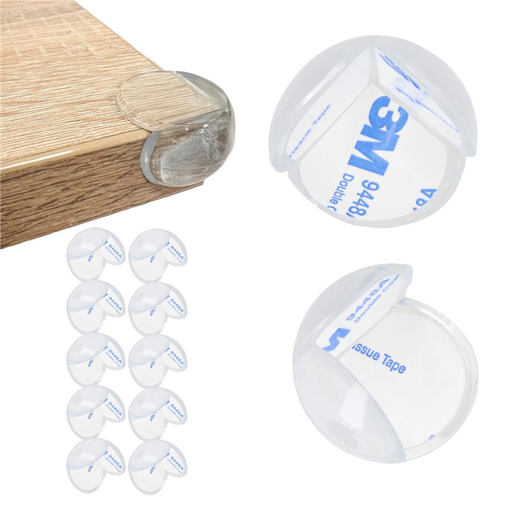 Set 10 protectii colturi pentru siguranta copii, drepte, 40x20mm, silicon, transparent