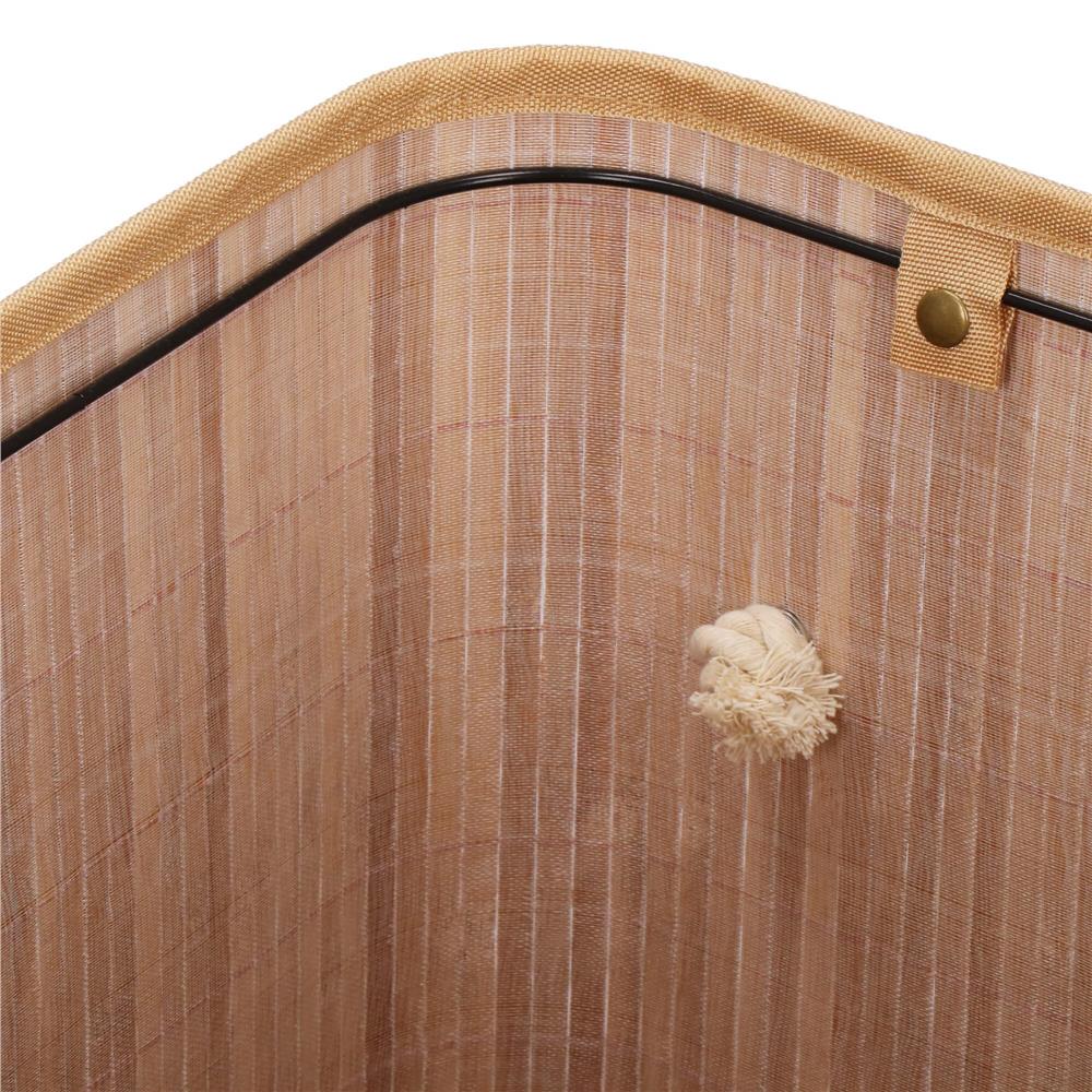 Cos de rufe din bambus cu capac, 2 compartimente, sac detasabil, volum 100L, 53x32x62cm, maro