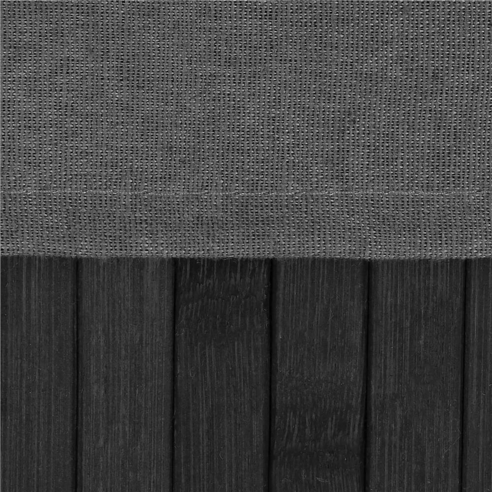 Cos de rufe din bambus cu capac, 2 compartimente, sac detasabil, volum 100L, 54x34x60cm, negru