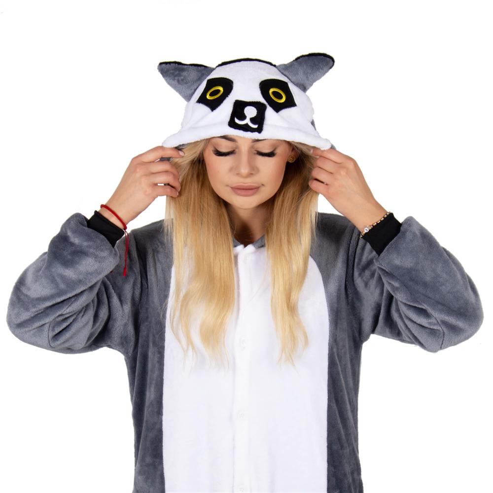 Pijama tip salopeta pentru adulti, model Lemur, marime L
