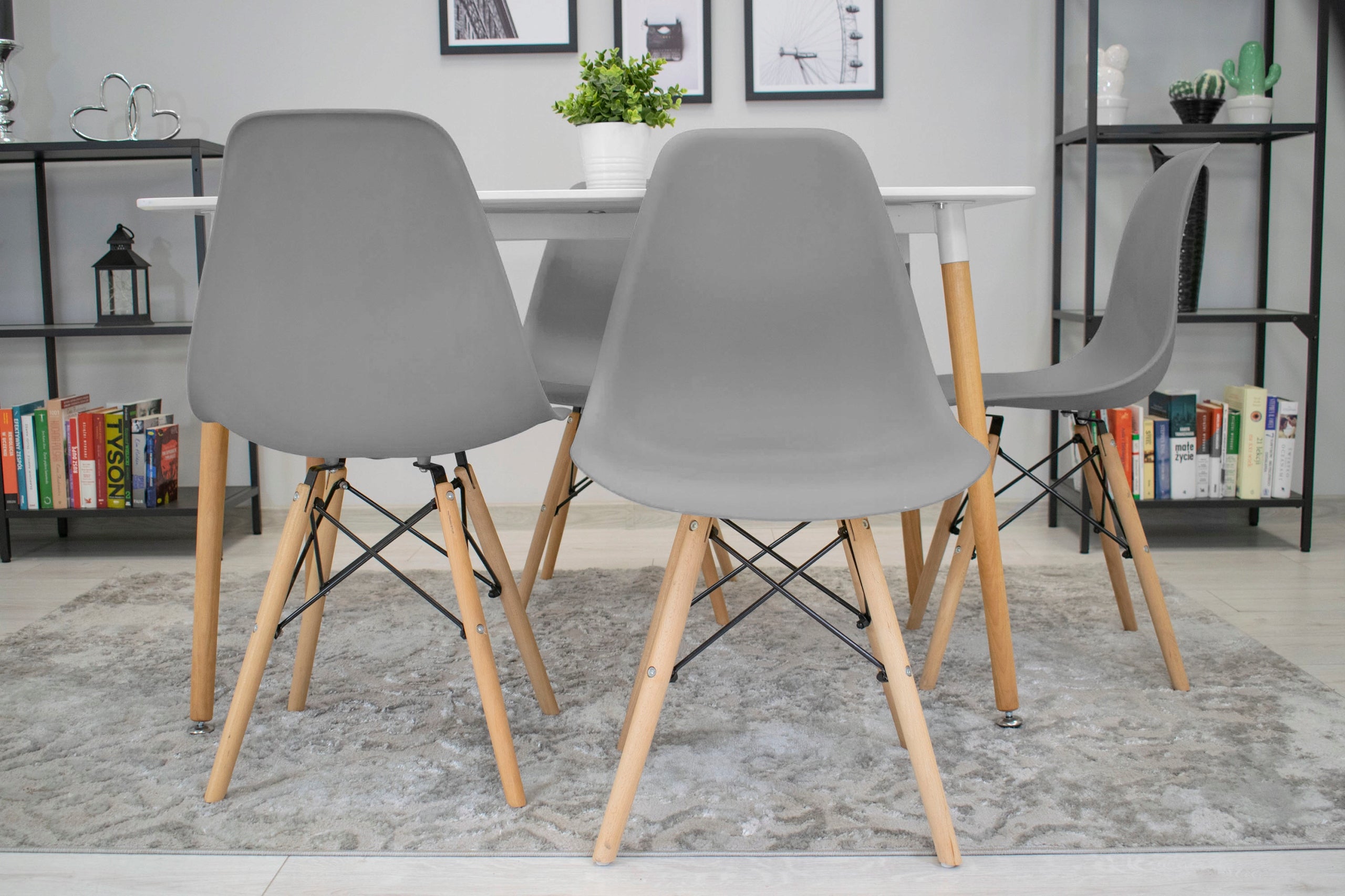 Set 4 scaune dining Scandinav pentru bucatarie, 38x42x82cm, gri
