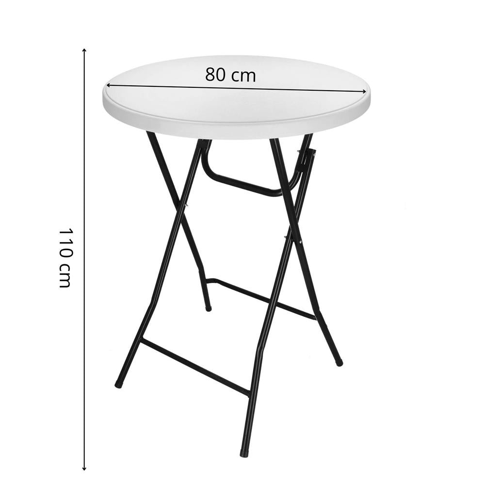 Masa catering profesionala pentru evenimente, inalta, cu picioare metal pliabile, rotunda, d 80 cm, h 110 cm, alb - 20