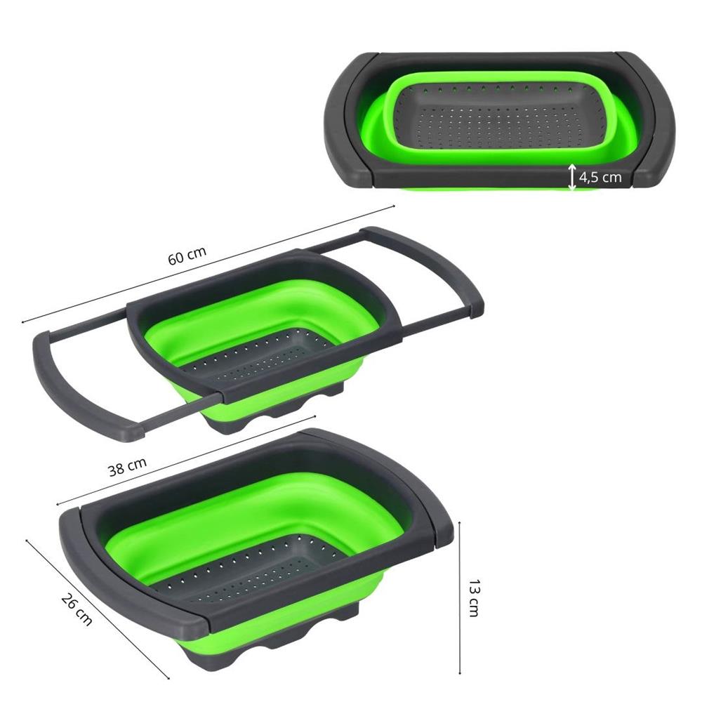 Strecuratoare pliabila pentru chiuveta, din plastic si silicon, brate extensibile, lungime 38-60cm