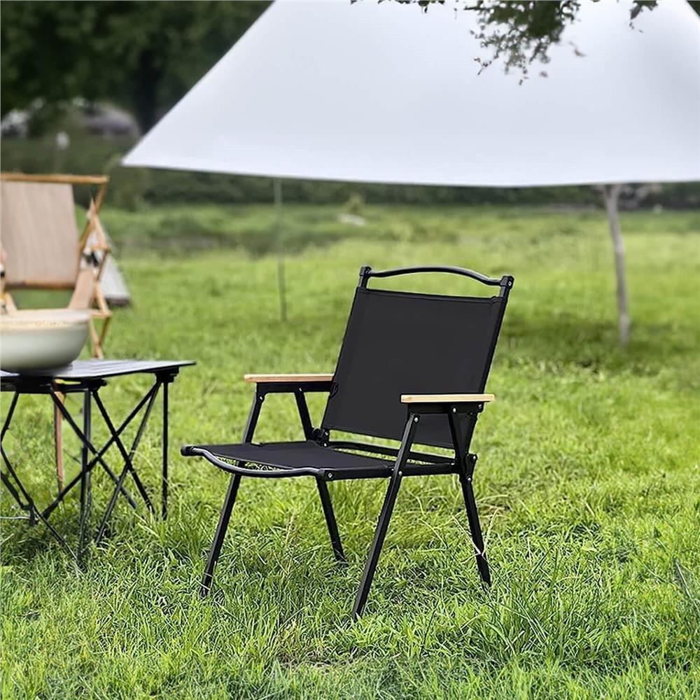 Scaun metalic plabil pentru gradina, camping sau plaja, 50x53x61cm, negru