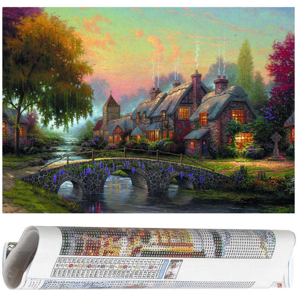 Set de broderie cu diamante 5D, 30x40cm, model Pod de piatra