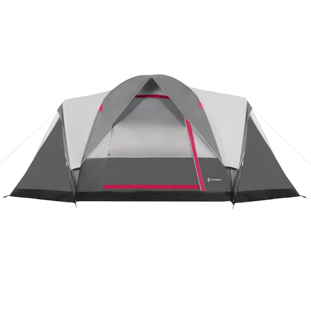 Cort camping, impemeabil, protectie UV, 6 locuri, 215x450x180cm, gri