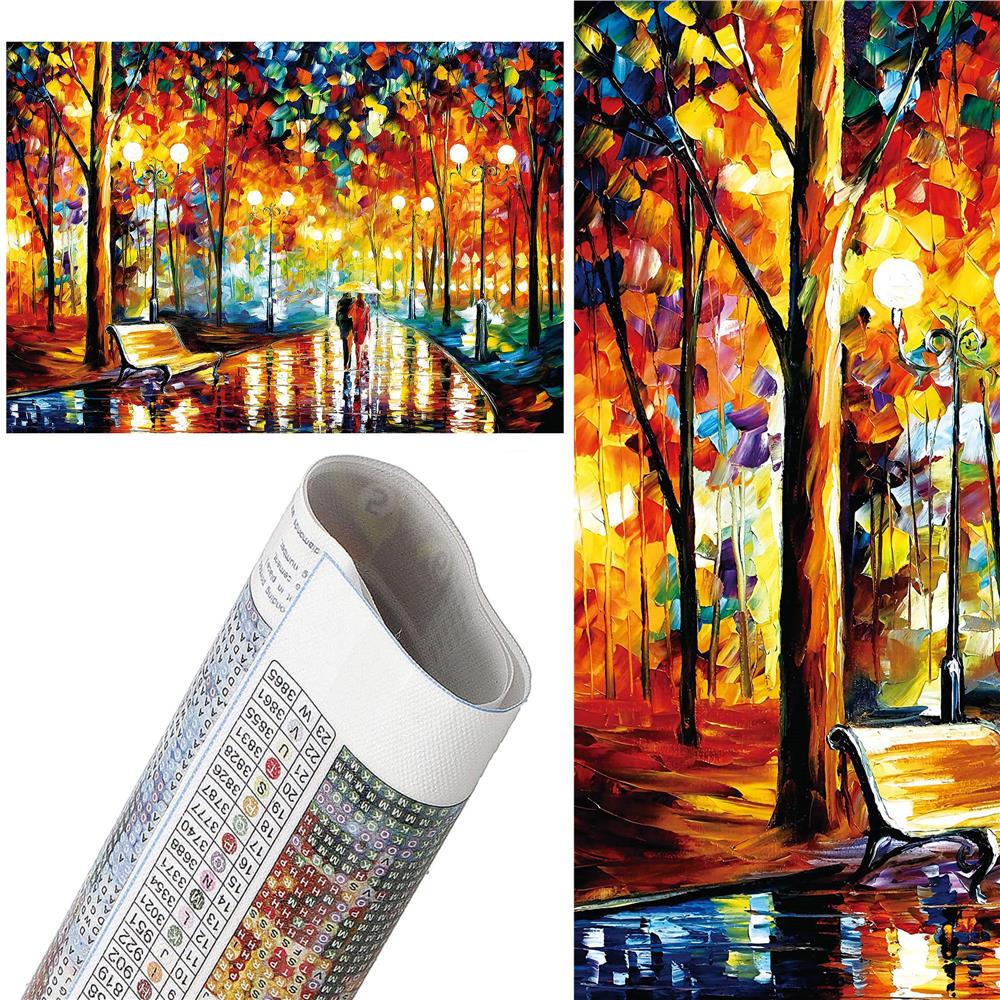 Set de broderie cu diamante 5D, 30x40cm, model Alee in parc