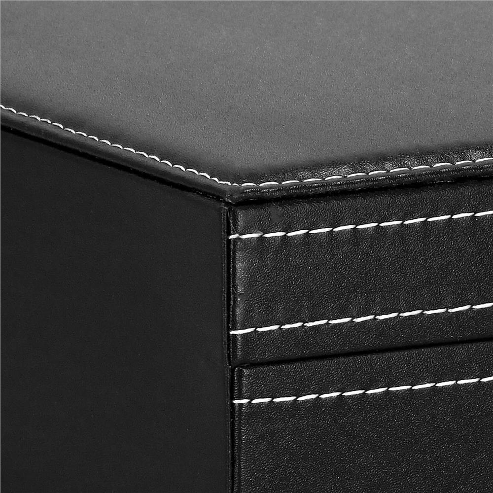 Cutie depozitare si organizare ceasuri si alte accesorii, MDF, piele ecologica, 30x20x8cm, negru