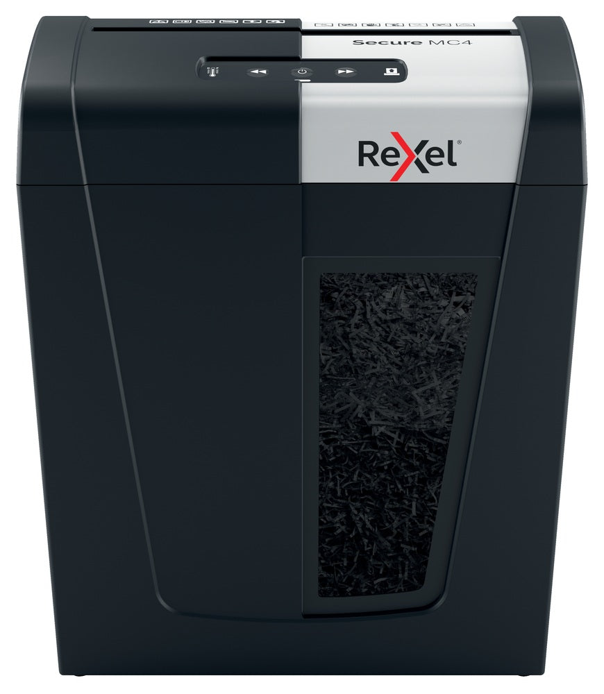 Distrugator manual documente Rexel SECURE MC4, 4 coli, P5, micro-cut (tip particule), cos 14 litri, negru-argintiu, "2020129EU"