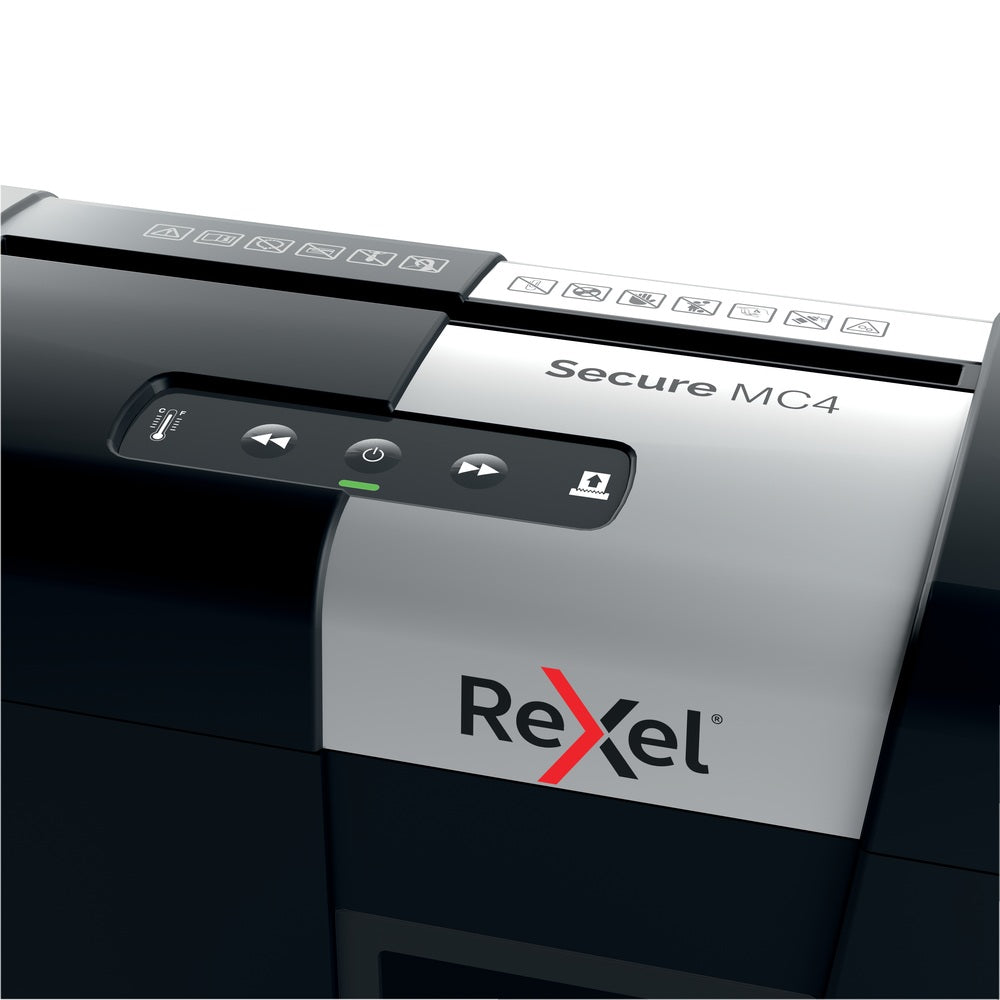 Distrugator manual documente Rexel SECURE MC4, 4 coli, P5, micro-cut (tip particule), cos 14 litri, negru-argintiu, "2020129EU"