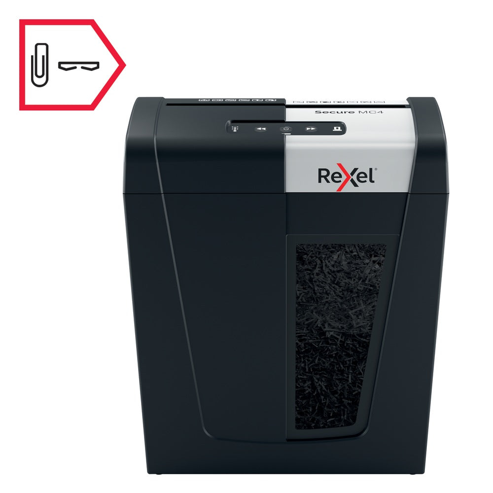 Distrugator manual documente Rexel SECURE MC4, 4 coli, P5, micro-cut (tip particule), cos 14 litri, negru-argintiu, "2020129EU"