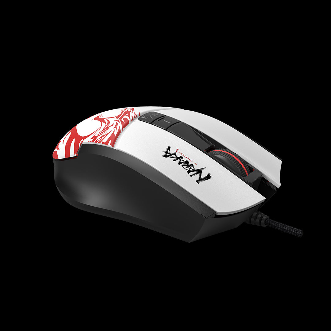 MOUSE A4tech - gaming, "Bloody co-branded Naraka", cu fir, USB, optic, 12000 cpi, butoane/scroll 10/1, alb, "L65 Max" (include TV 0.18lei)