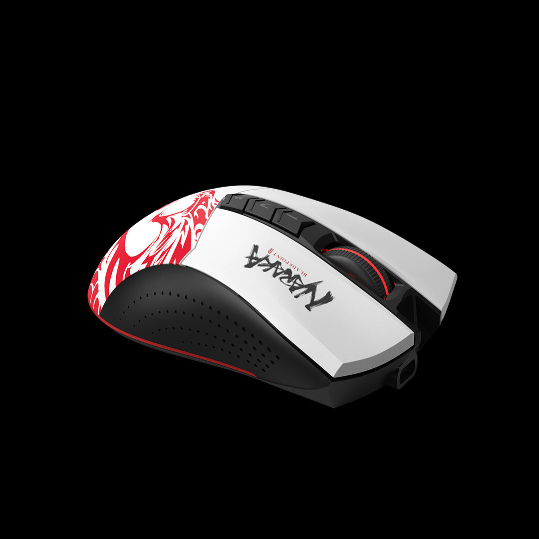 MOUSE A4tech - gaming, "Bloody co-branded Naraka", wireless, 2.4GHz, optic, 5000 cpi, butoane/scroll 8/1, alb, "R90 Plus" (include TV 0.18lei)
