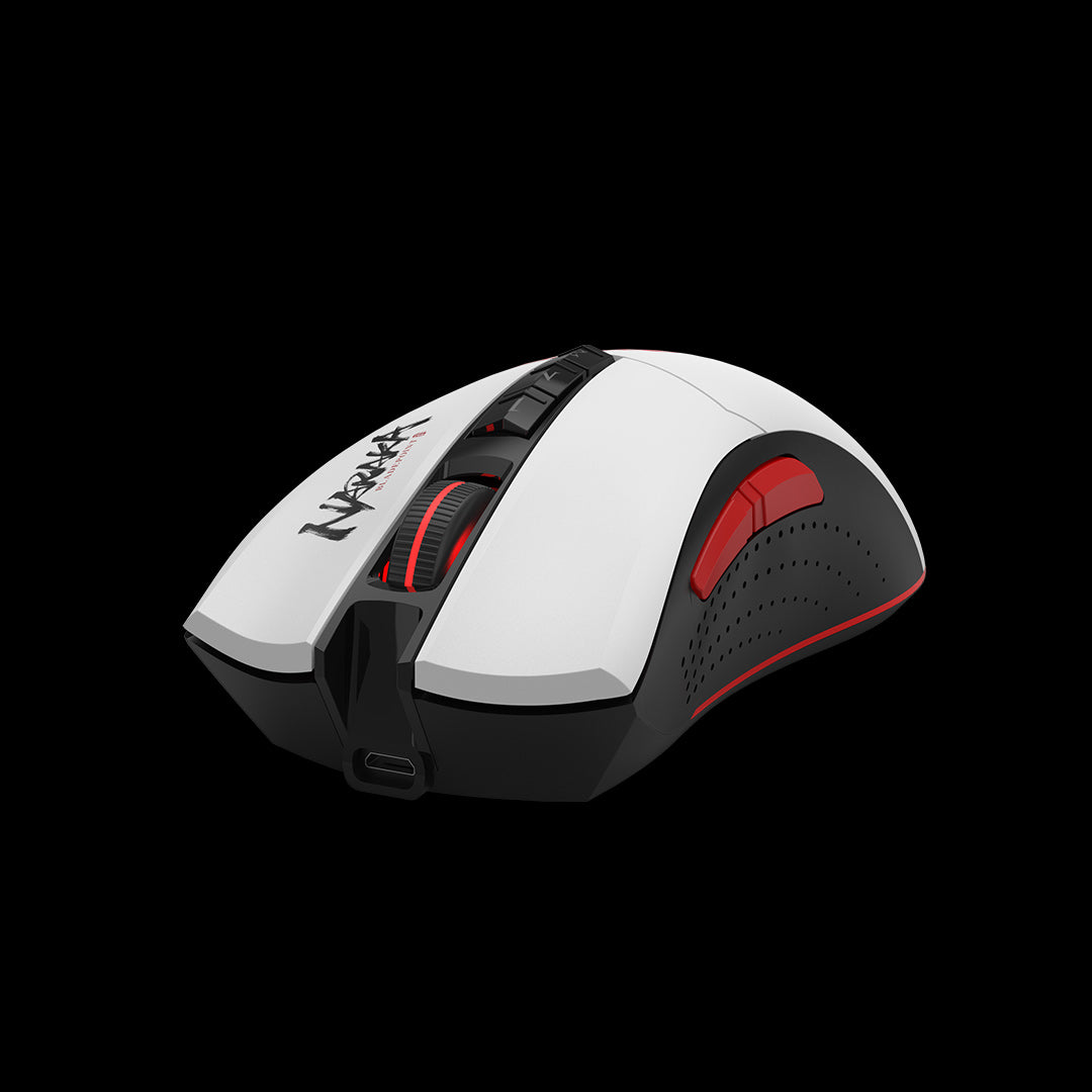 MOUSE A4tech - gaming, "Bloody co-branded Naraka", wireless, 2.4GHz, optic, 5000 cpi, butoane/scroll 8/1, alb, "R90 Plus" (include TV 0.18lei)